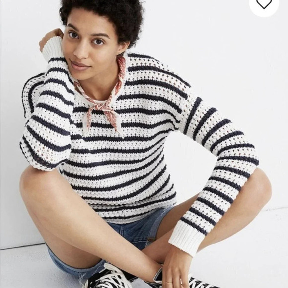 NWT Madewell Striped Open Stitch Austen Sweater XXS - Picture 1 of 11